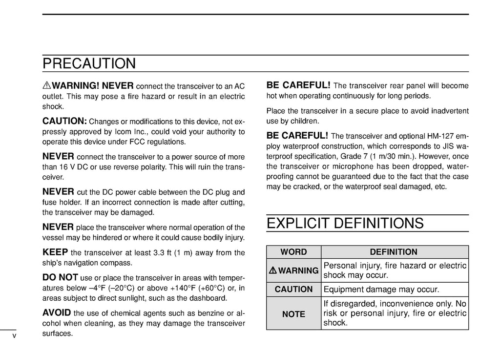 ICOM IC-M602 MARINE TRANSCEIVER - STEEL WIRE BOUND - PROTECTIVE COVERS