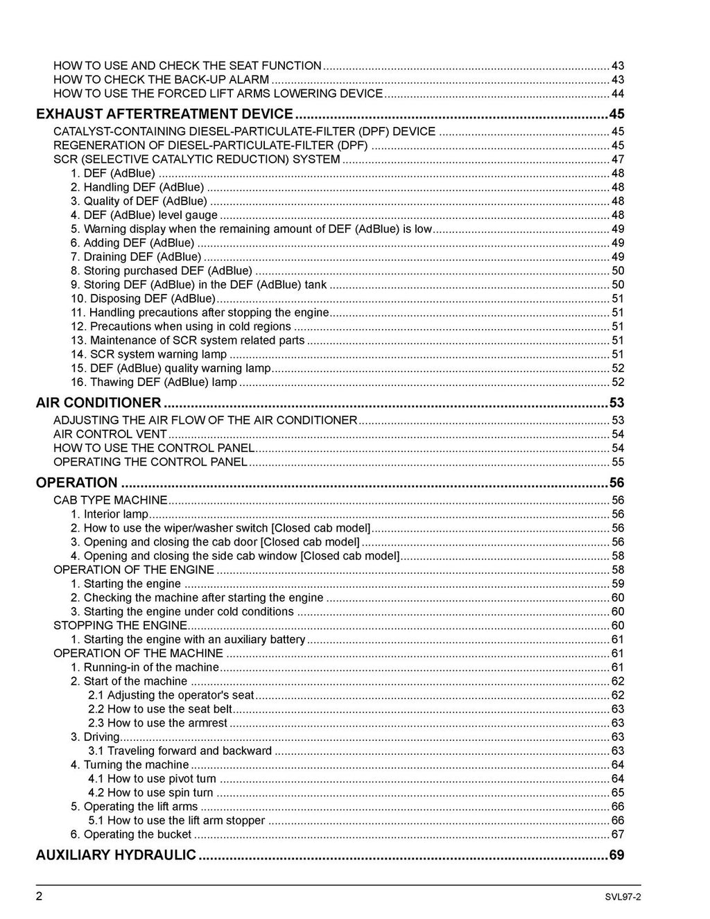 KUBOTA SVL97-2 TRACK LOADER OPERATORS MANUAL - STEEL WIRE BOUND - TOUGH COVERS