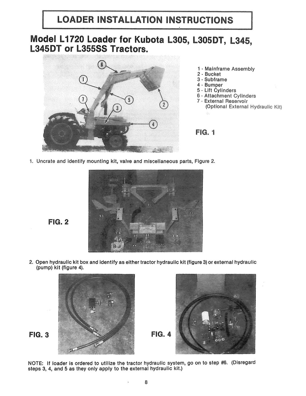 KUBOTA L1720 LOADER Operators Manual - STEEL WIRE BOUND - PROTECTIVE COVERS