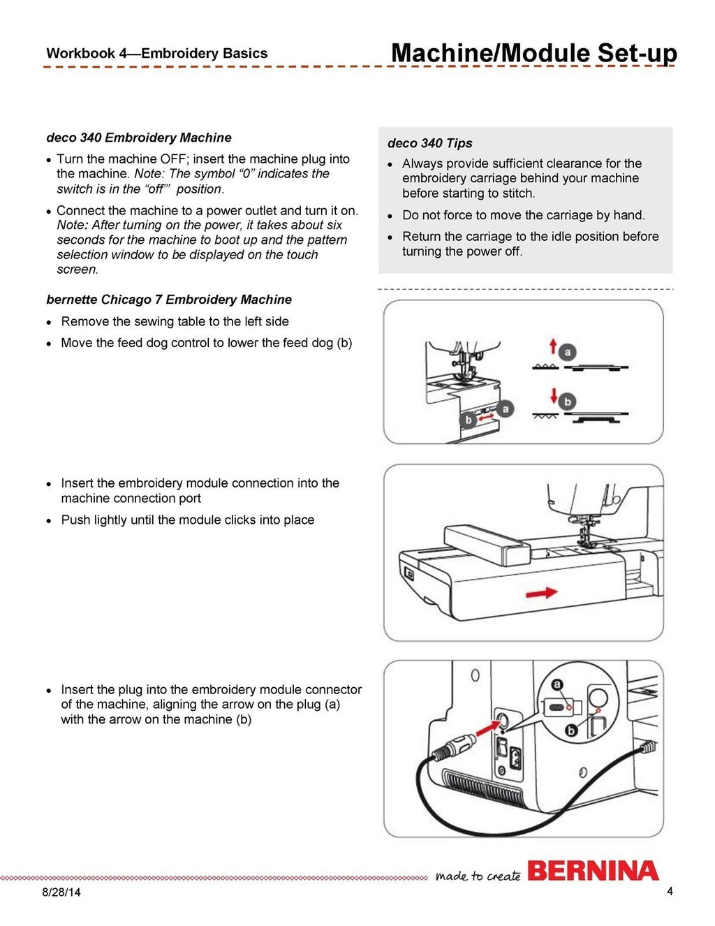 BERNINA Embroidery Machine Basics Workbook 340 Chic 7 560 580 758 780 830 880