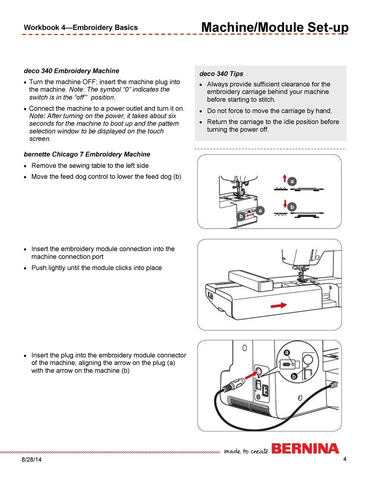 BERNINA Embroidery Machine Basics Workbook 340 Chic 7 560 580 758 780 830 880