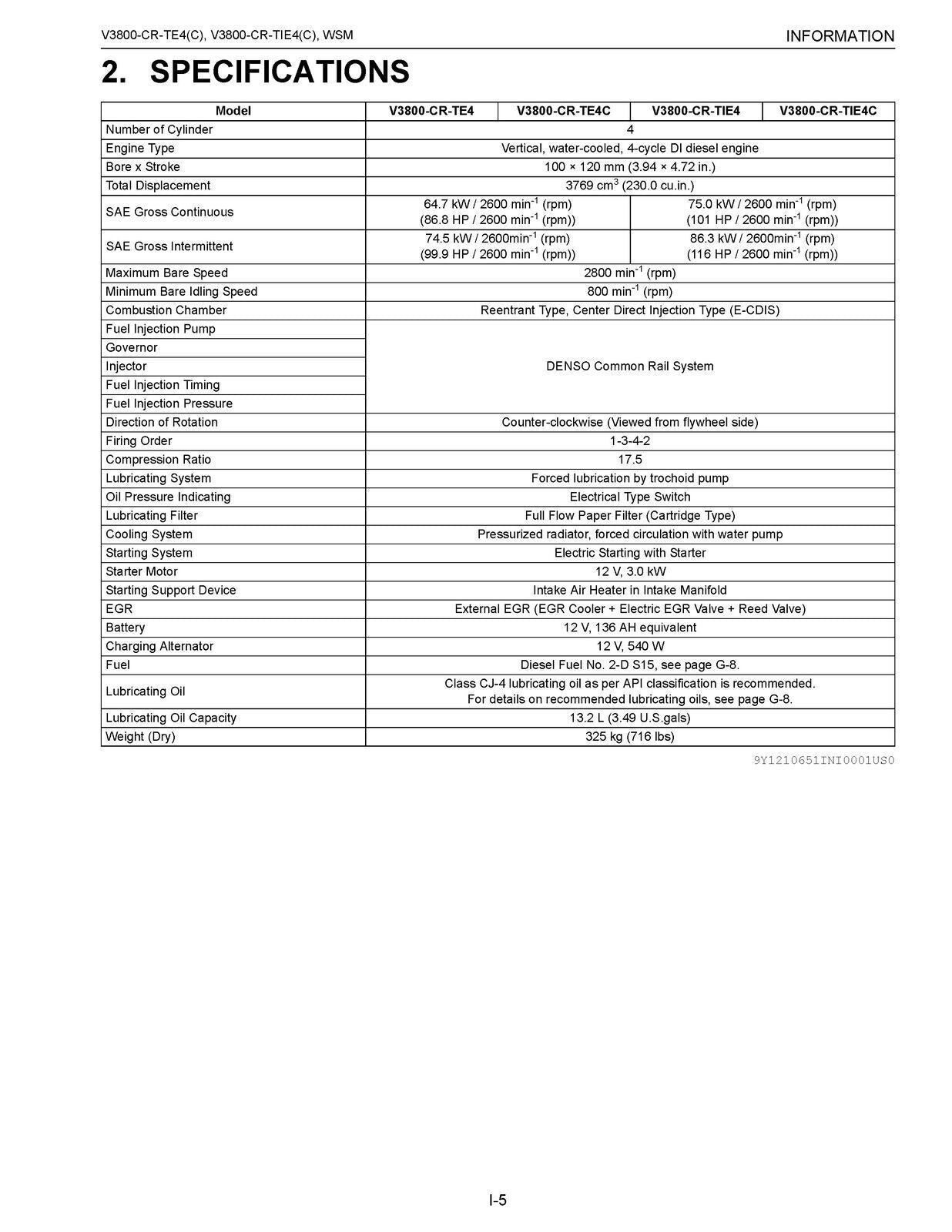 KUBOTA V3800 CR TIE4 TIE4C DIESEL ENGINE WORKSHOP MANUAL WSM, WIRE BOUND, COVERS