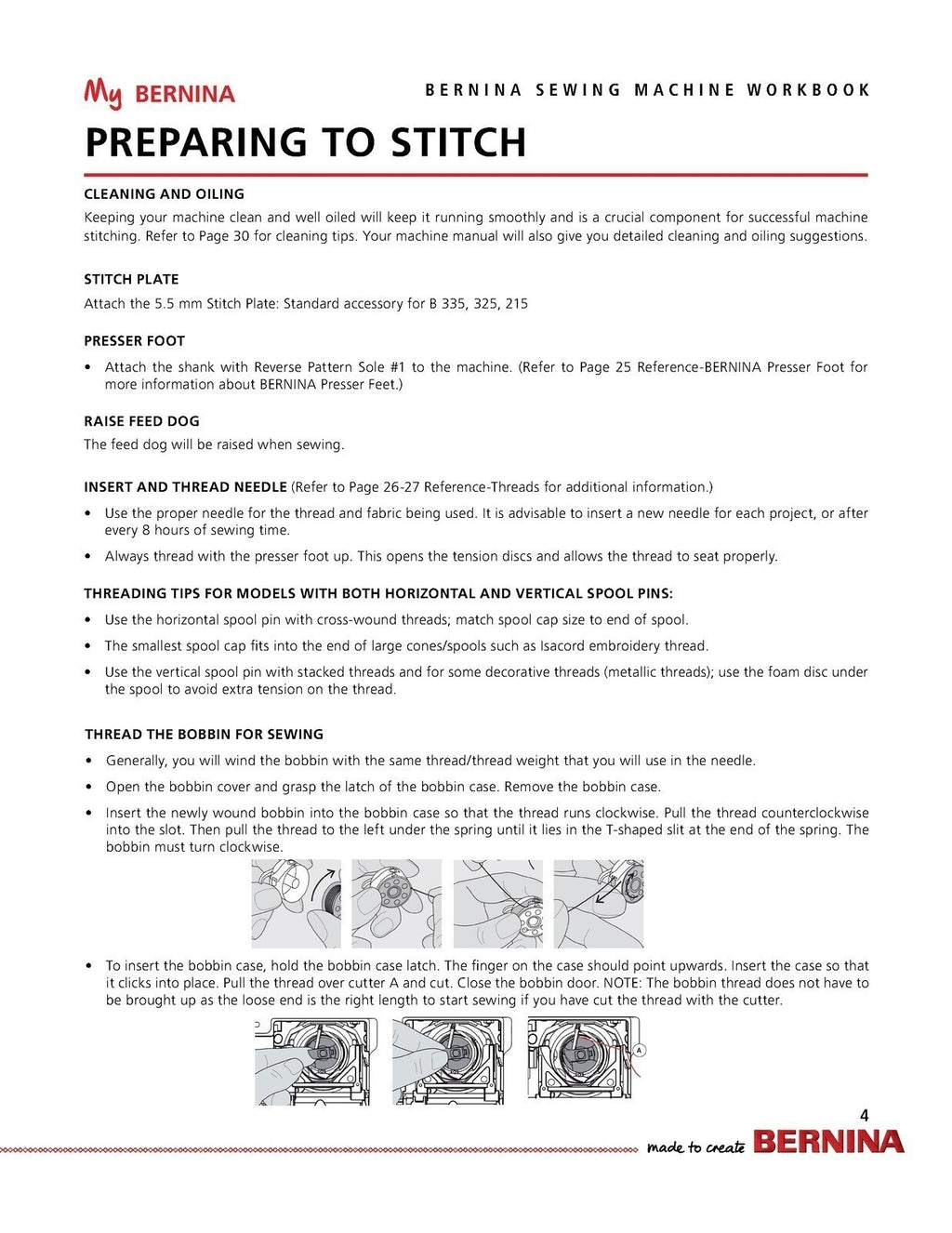 BERNINA Mastery Series Sewing Machine for 335 325 215 Workbook - WIRE BOUND