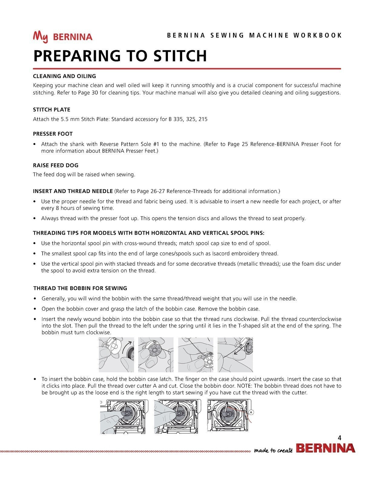 BERNINA Mastery Series Sewing Machine for 335 325 215 Workbook - WIRE BOUND