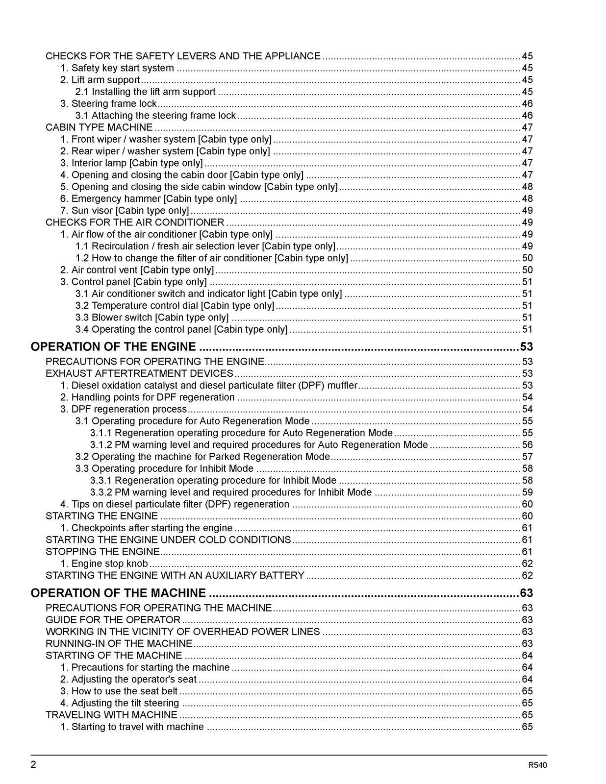 KUBOTA R540 WHEEL LOADER OPERATORS MANUAL - STEEL WIRE BOUND - PROTECTIVE COVERS