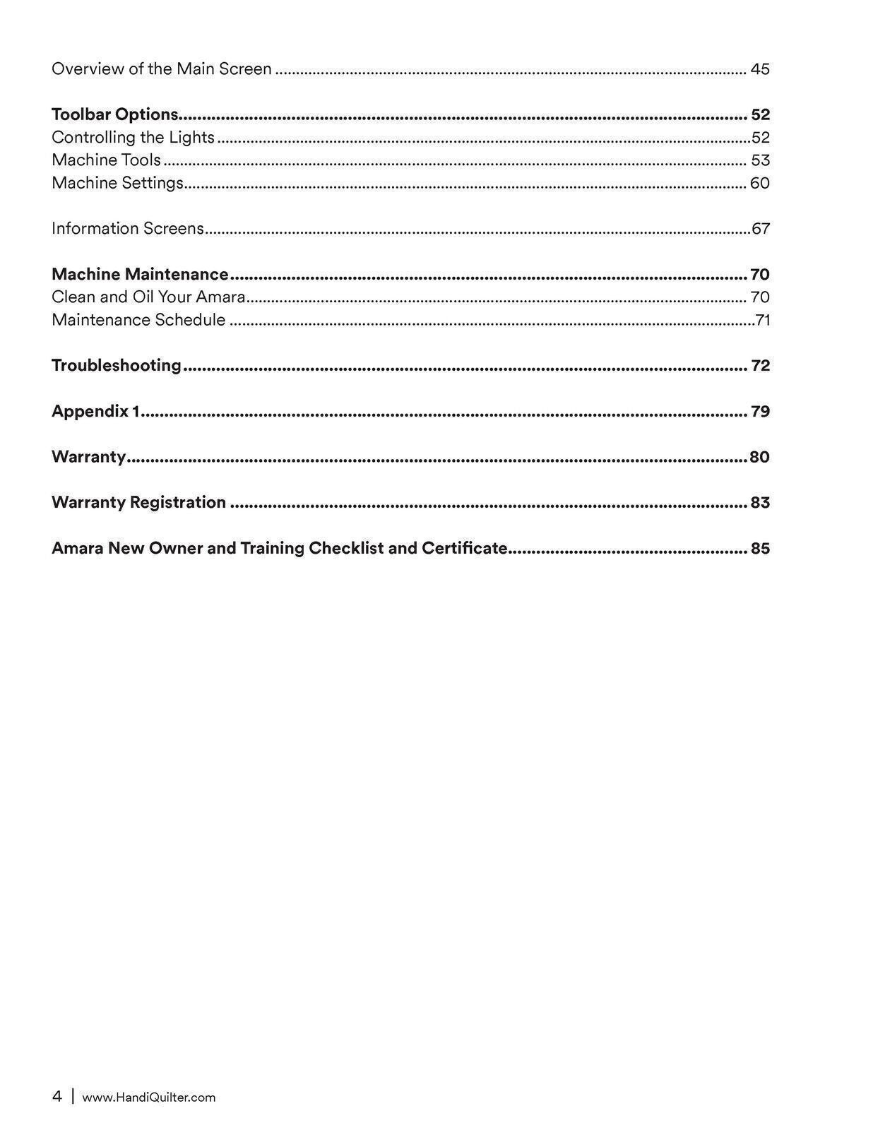 Handi Quilter HQ Amara 20 & 24 Sewing User Manual - Updated v1.6 - WIRE BOUND