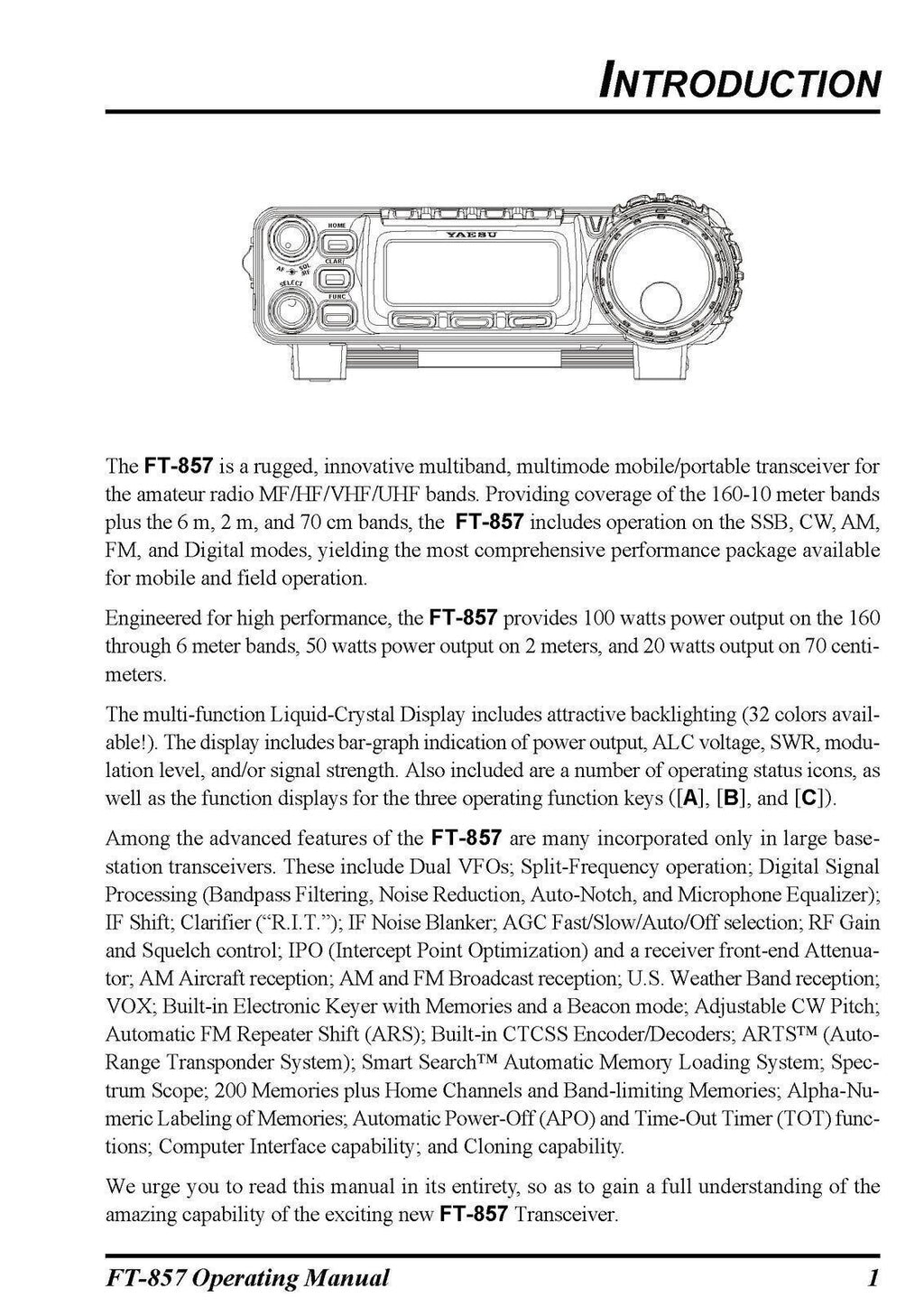 YAESU FT-857 Transceiver User Manual Operation Guide - TOUGH WIRE BINDING