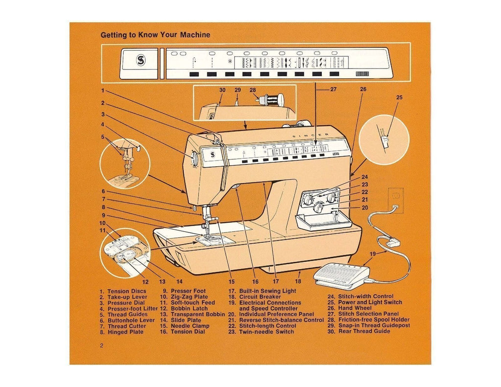 SINGER TOUCH-TRONIC 2000 Sewing Machine User Manual Operation - TOUGH WIRE BOUND