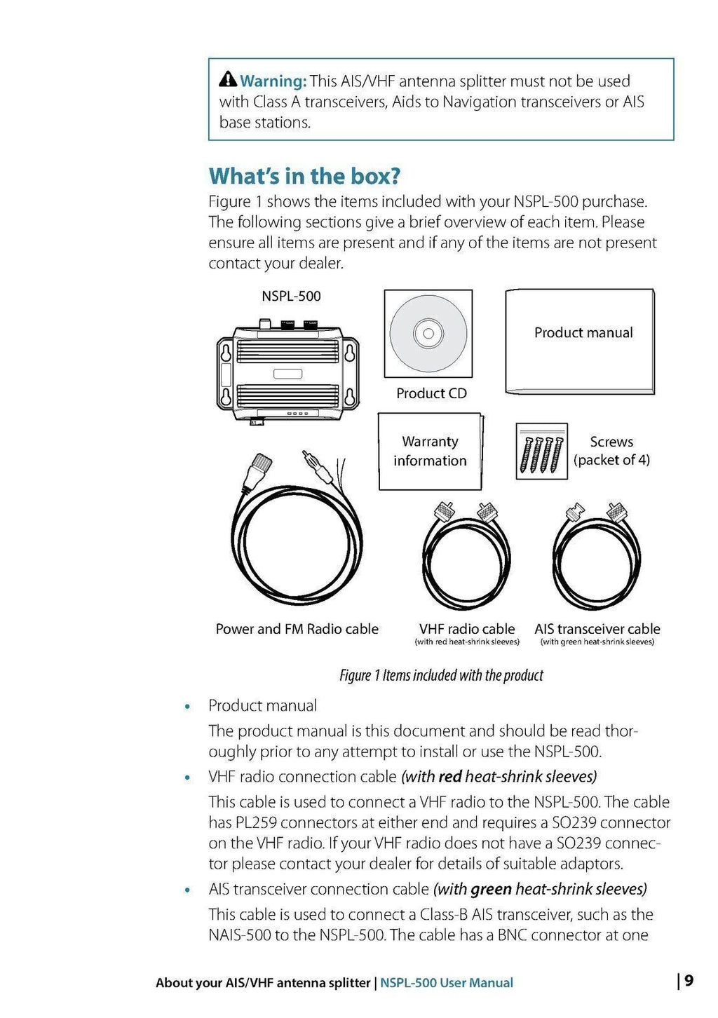 LOWRANCE NSPL-500 AIS/VHF Antenna Splitter User Manual - TOUGH WIRE BINDING