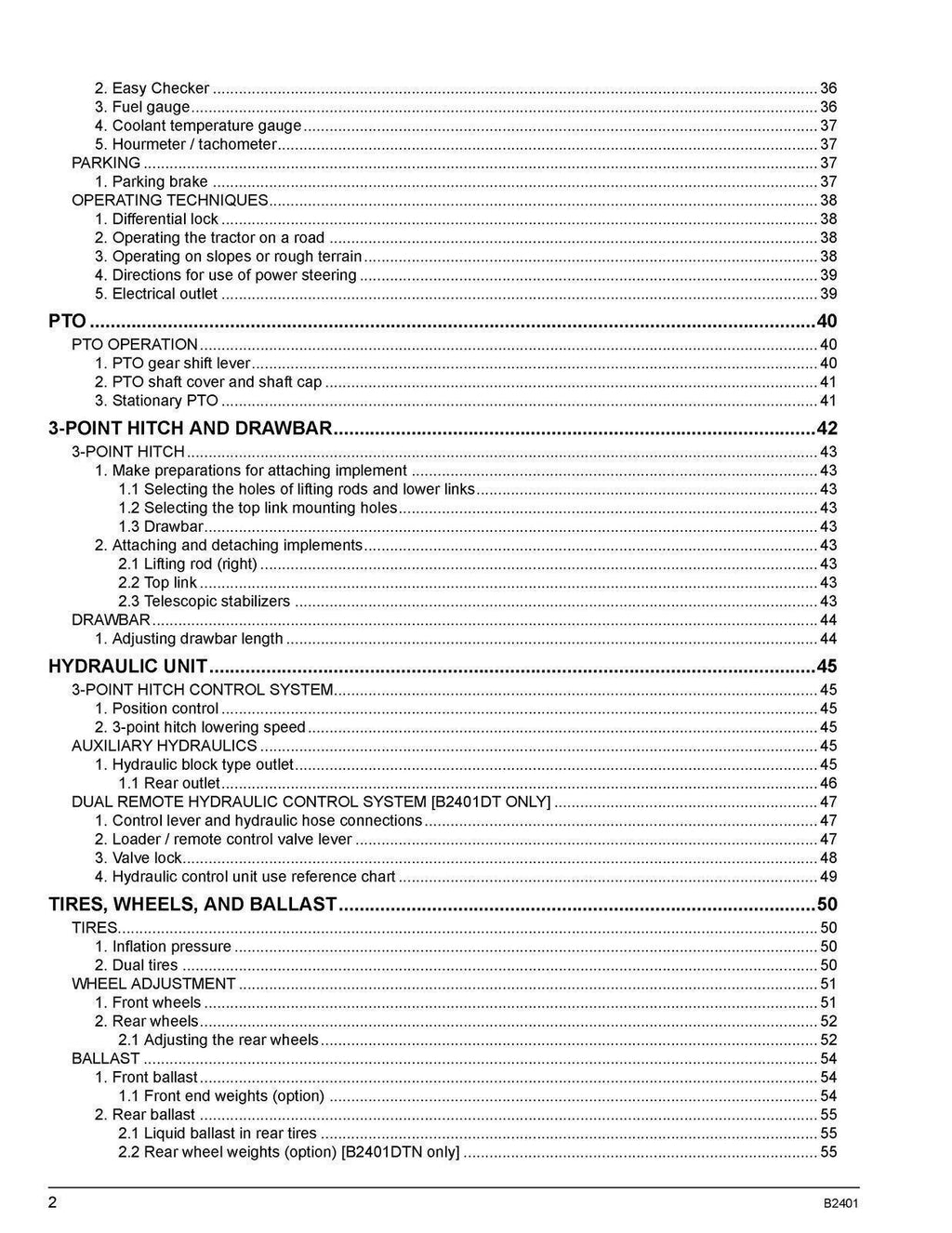 KUBOTA B2401DT B2401DTWO B2401DTN TRACTOR OPERATORS MANUAL - STEEL WIRE BOUND