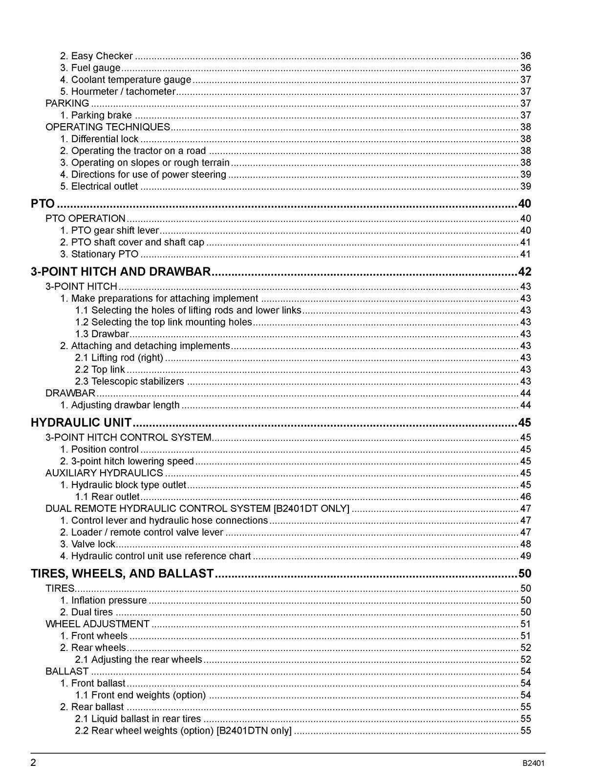 KUBOTA B2401DT B2401DTWO B2401DTN TRACTOR OPERATORS MANUAL - STEEL WIRE BOUND