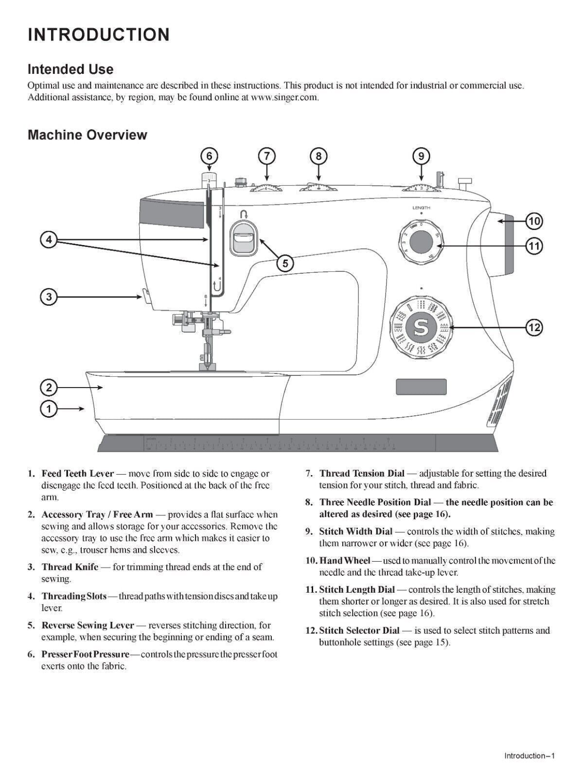 SINGER HD500 Sewing Machine User Manual Owners Instruction Manual (English)