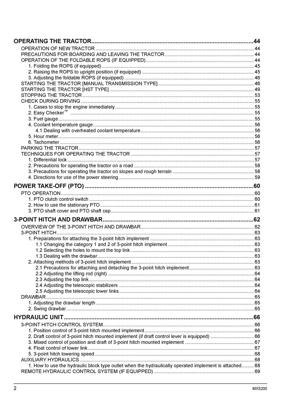 KUBOTA MX5200 TRACTOR OPERATORS MANUAL - STEEL WIRE BOUND - PROTECTIVE COVERS