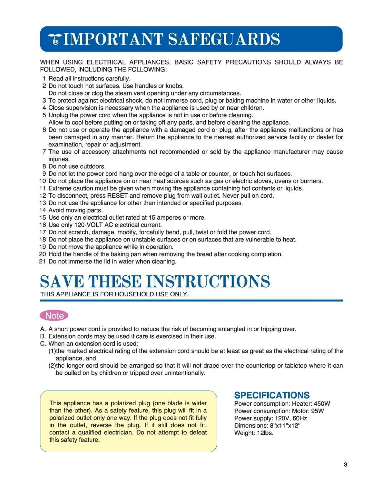 Zojirushi BB-HAC10 Home Bakery Mini Bread Machine Owners Manual User Guide