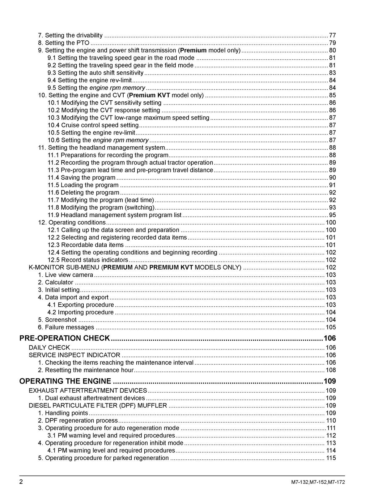 KUBOTA M7-132 M7-152 M7-172 OPERATORS MANUAL - STEEL WIRE BOUND - TOUGH COVERS