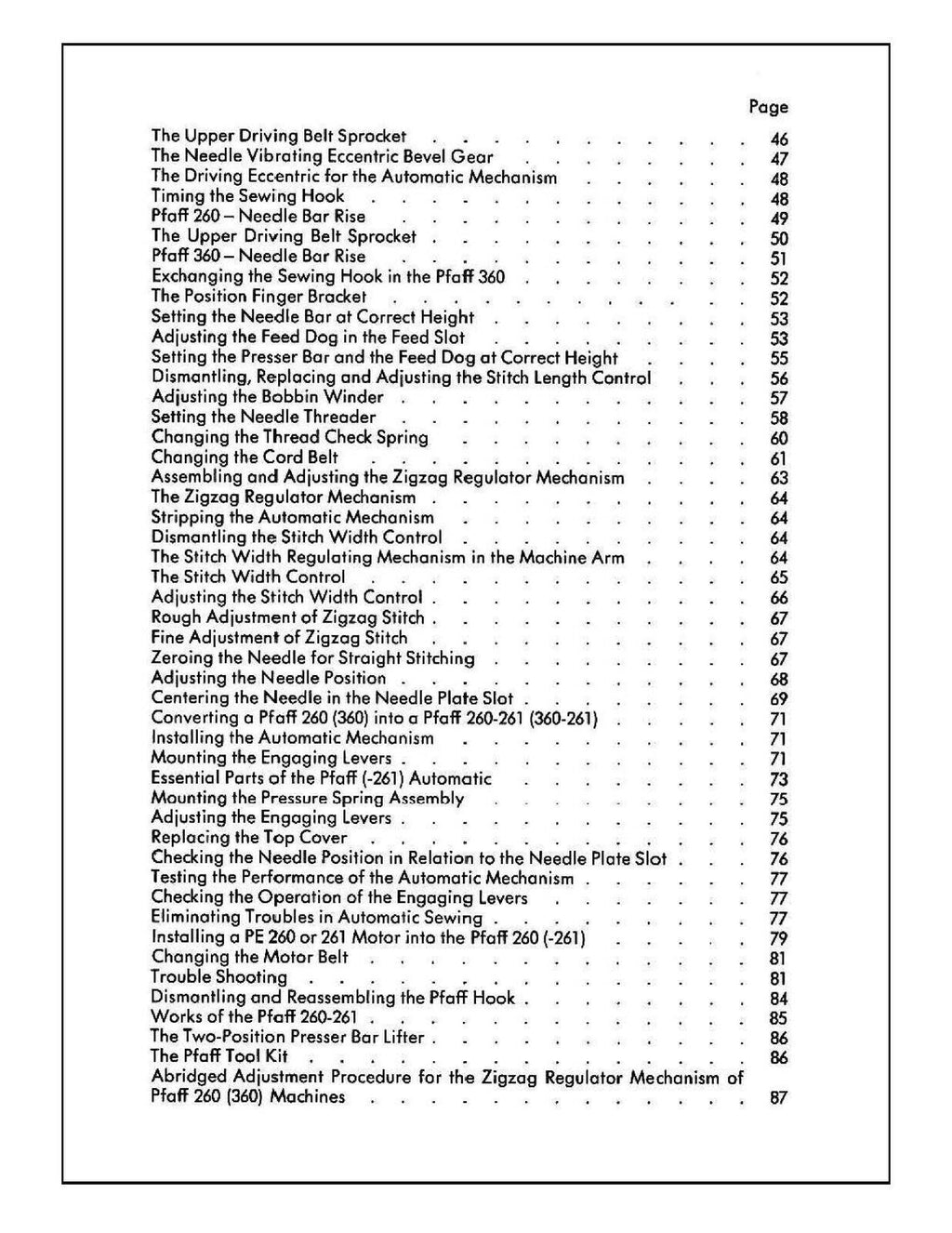 PFAFF 260 360 262 362 Sewing Machine Service Manual TOUGH WIRE BINDING & COVERS