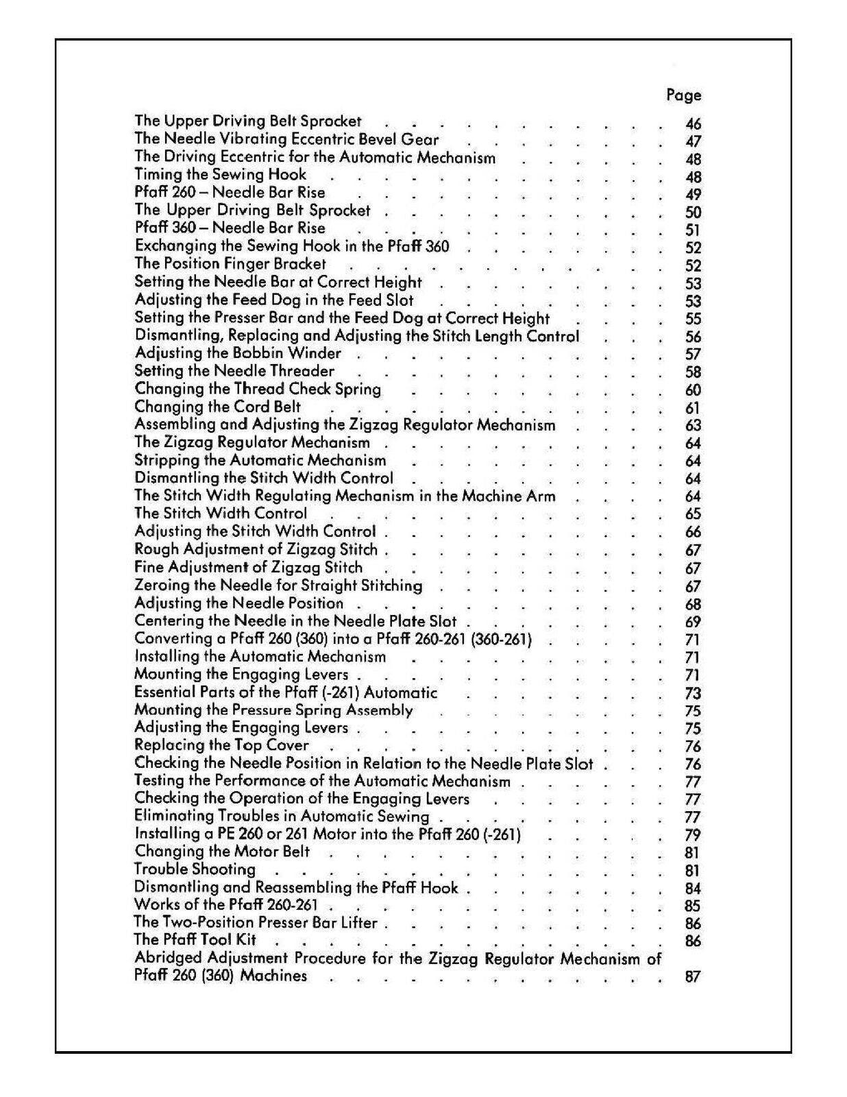 PFAFF 260 360 262 362 Sewing Machine Service Manual TOUGH WIRE BINDING & COVERS