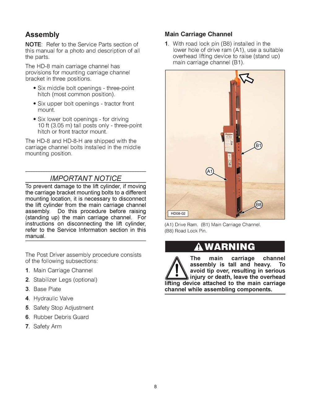 SHAVER Hydraulic Post Driver HD-8-H Operator Manual - WIRE BOUND - TOUGH COVERS