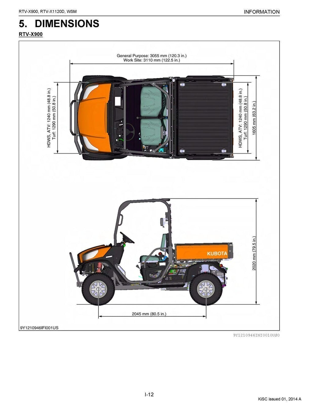 KUBOTA RTV-X900 RTV-X1120D WORKSHOP MANUAL - STEEL WIRE BOUND, PROTECTIVE COVERS