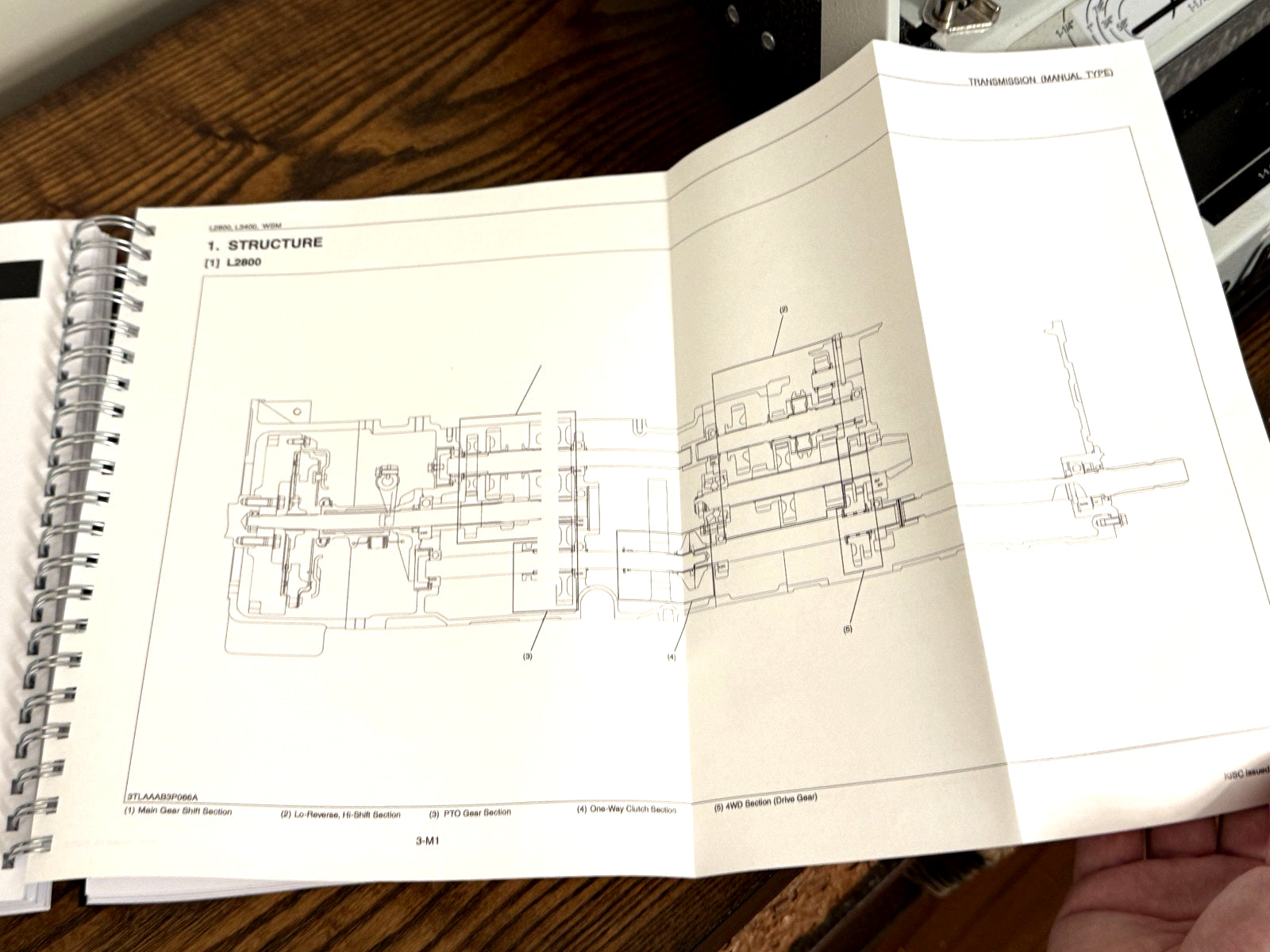 KUBOTA L2800 L3400 WORKSHOP MANUAL TRACTOR - WIRE BOUND, COVERS, XL FOLDOUTS