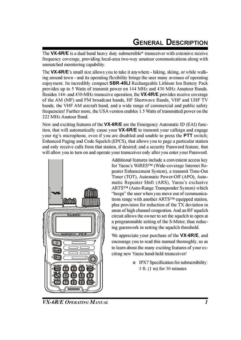 YAESU VX-6R Transceiver User Operation Manual Instructions - TOUGH WIRE BINDING