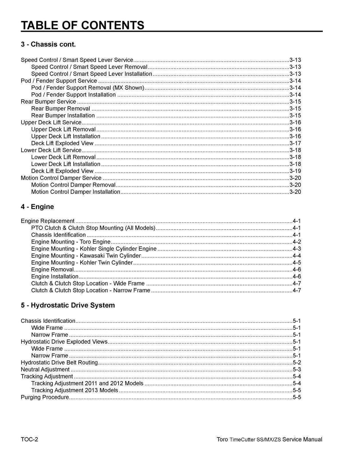 TORO Timecutter SS MX ZS 2011-2013 SERVICE Manual Instruction Owners User Manual