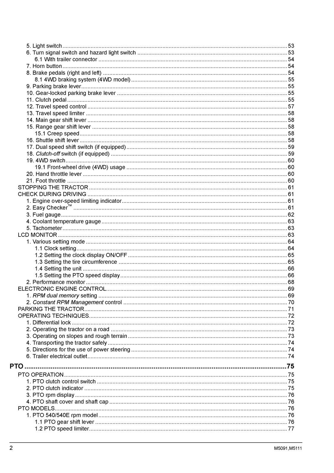 KUBOTA M5091 M5111 TRACTOR OPERATORS MANUAL - STEEL WIRE BOUND - TOUGH COVERS