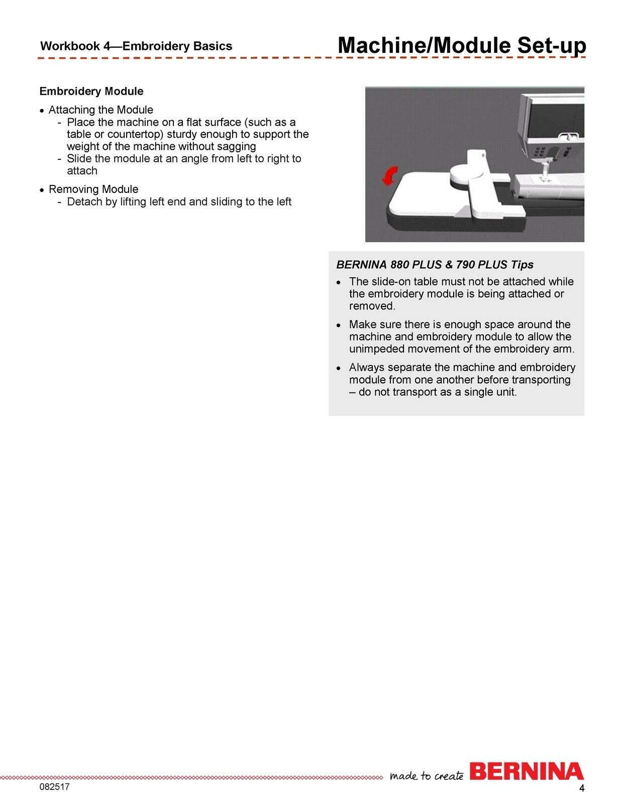 BERNINA Embroidery Workbook Addendum for B880 B790 PLUS - WIRE BOUND - COVERS