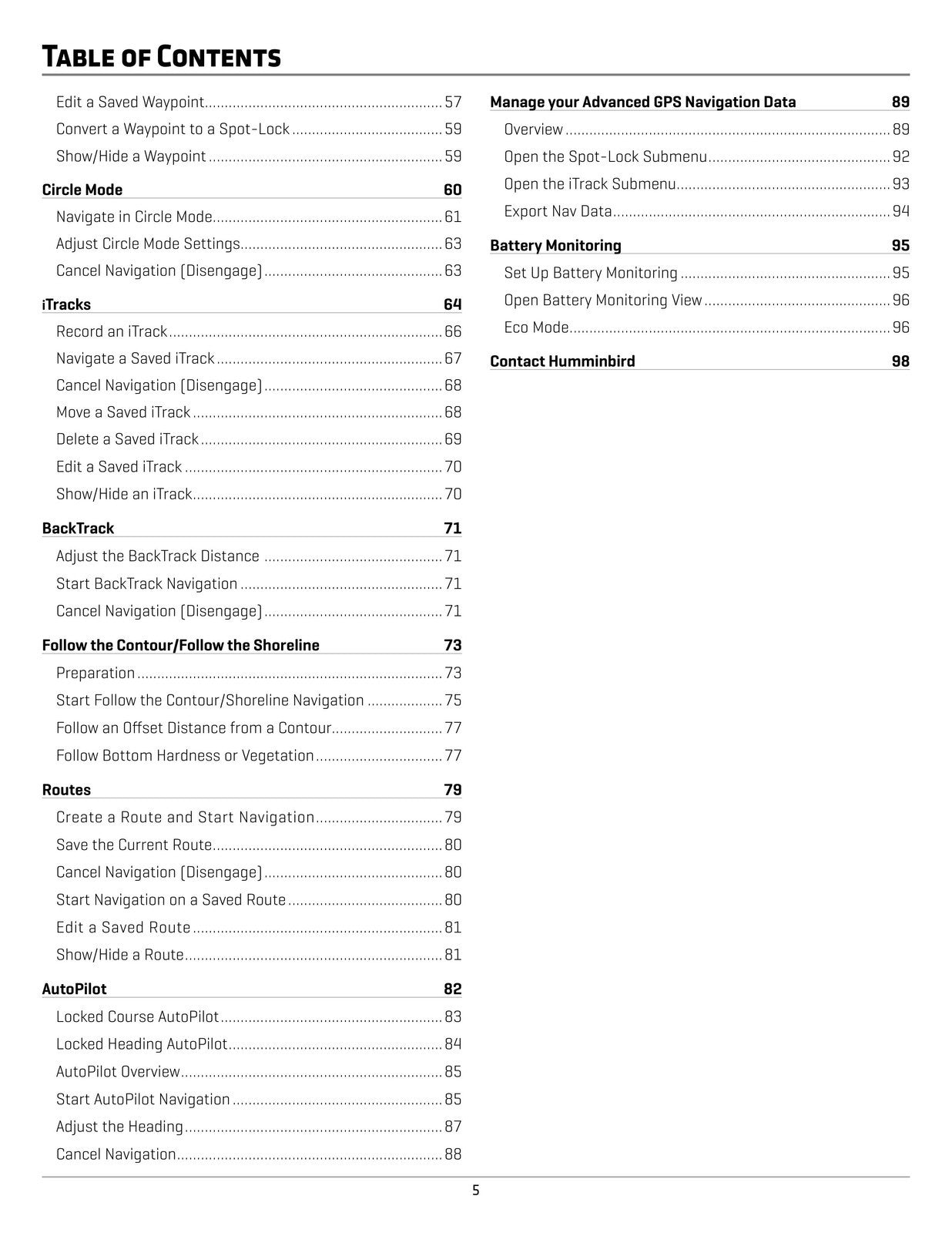 HUMMINBIRD ADVANCED GPS NAVIGATION Operators Guide Manual - WIRE BOUND - COVERS