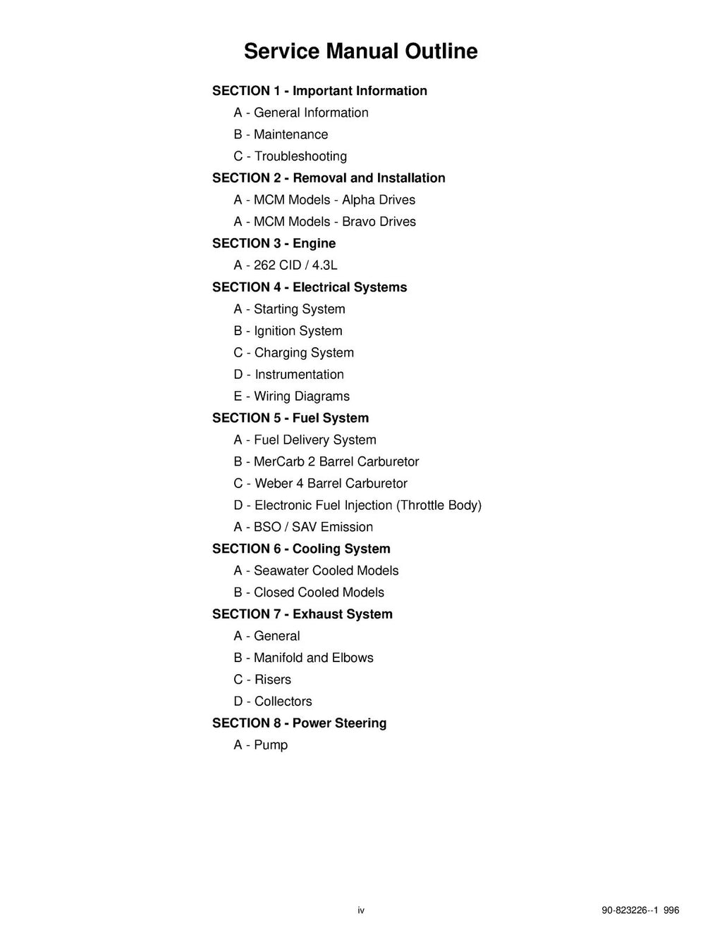 MERCURY Mercruiser No. 18 SERVICE MANUAL Marine Engines GM V-6 4.3L COVERS BOUND