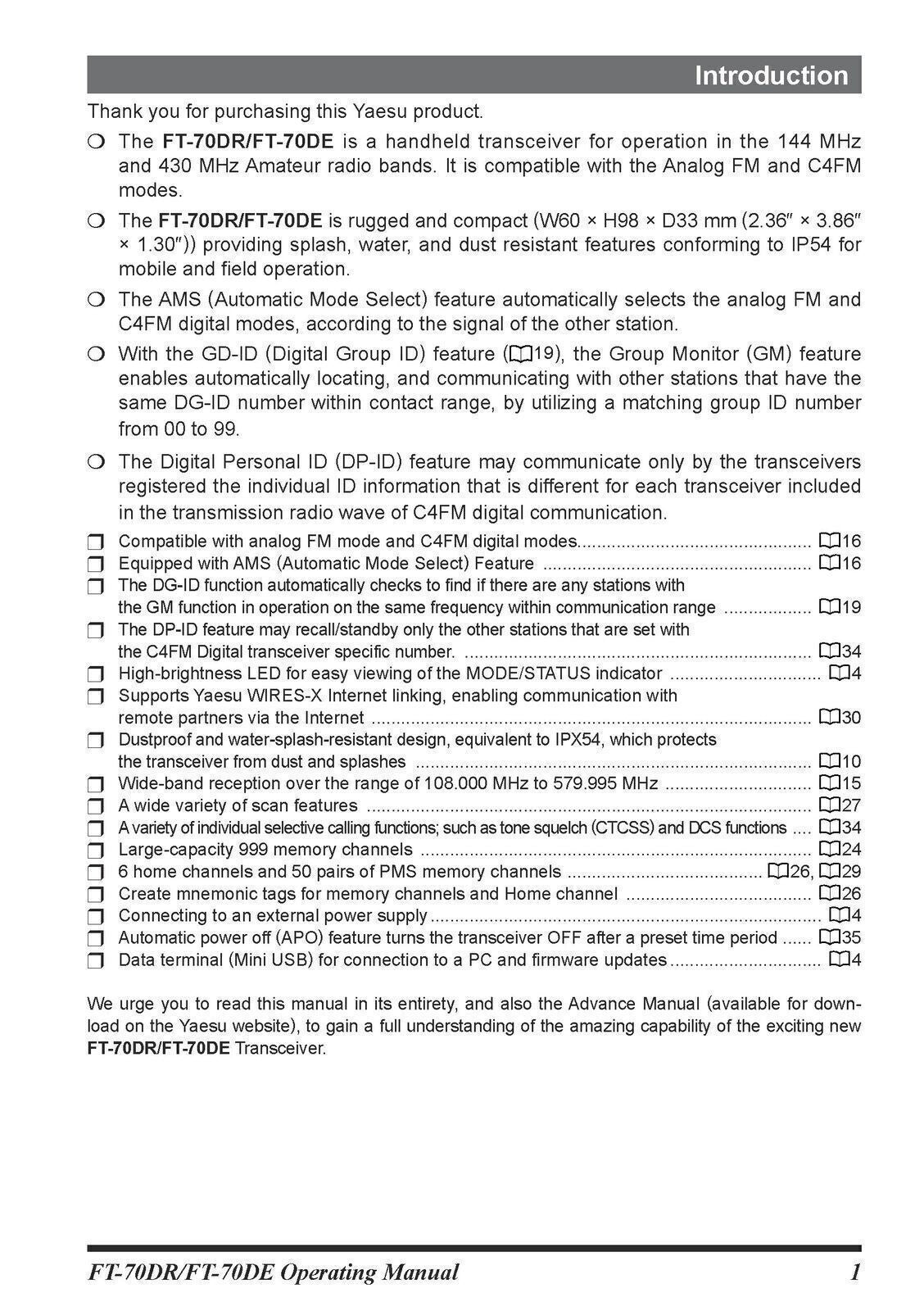YAESU FT-70DR FT-70DE Transceiver User Operating Manual - TOUGH WIRE BINDING