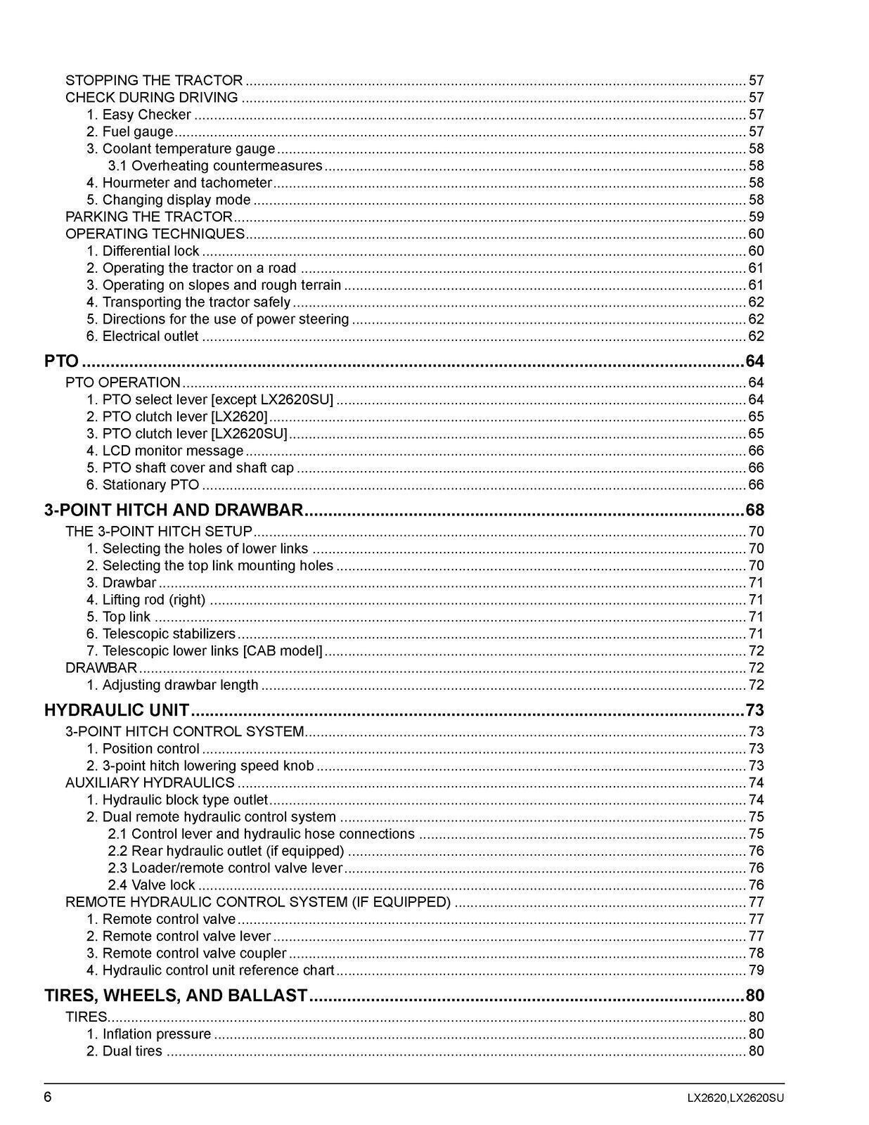 KUBOTA LX2620 LX2620SU OPERATORS MANUAL - STEEL WIRE BOUND - PROTECTIVE COVERS