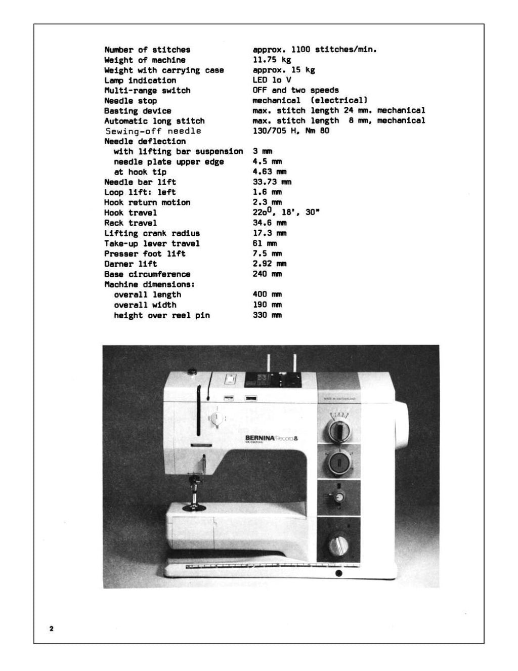 BERNINA 930 Record SERVICE Manual (Not Owners Manual) Guide - STEEL WIRE BOUND