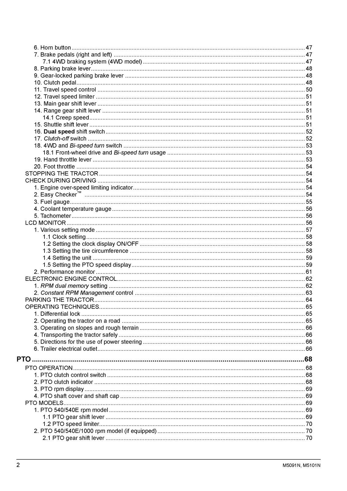 KUBOTA M5091N M5101N TRACTOR OPERATORS MANUAL - WIRE BINDING - TOUGH COVERS
