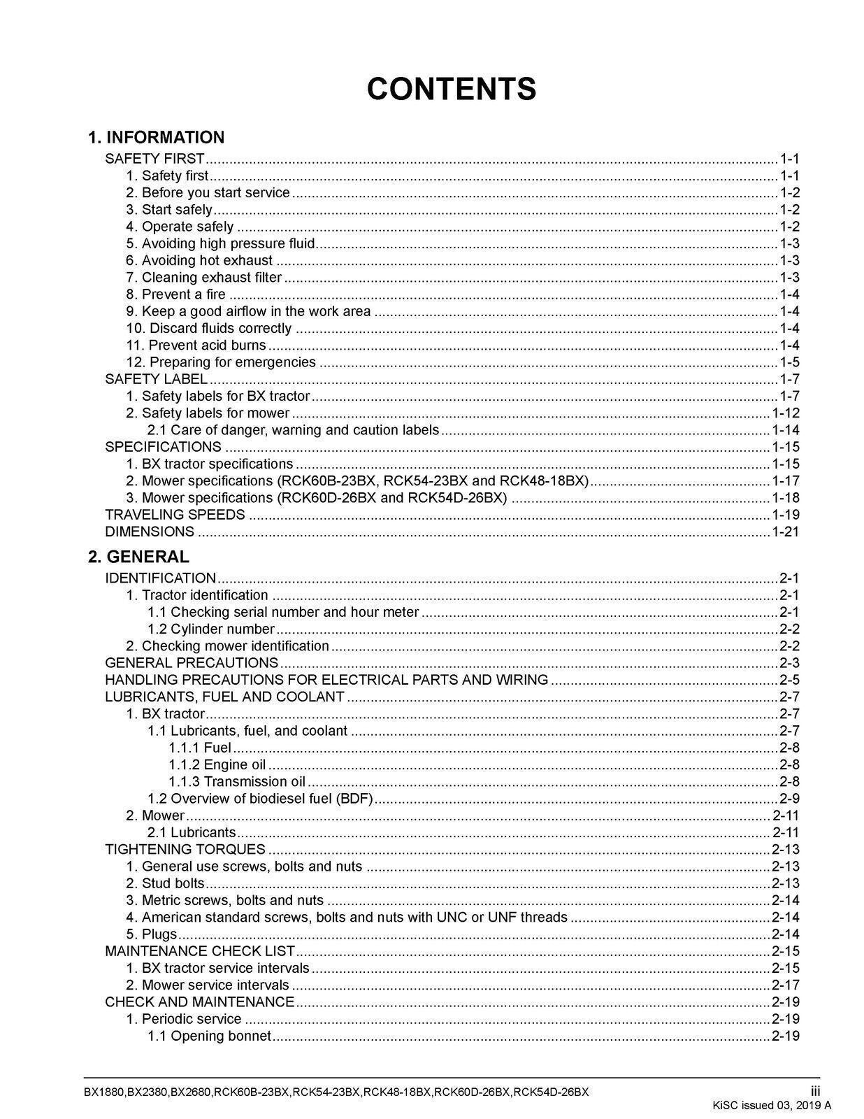 KUBOTA BX1880 BX2380 BX2680 TRACTOR MOWER WORKSHOP MANUAL - STEEL WIRE BOUND