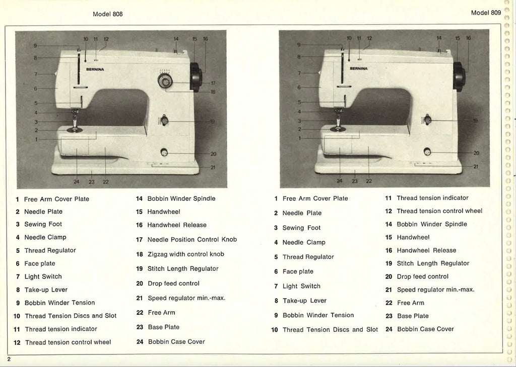 BERNINA 808 809 818 819 Sewing Machine Manual - STEEL WIRE BOUND - TOUGH COVERS