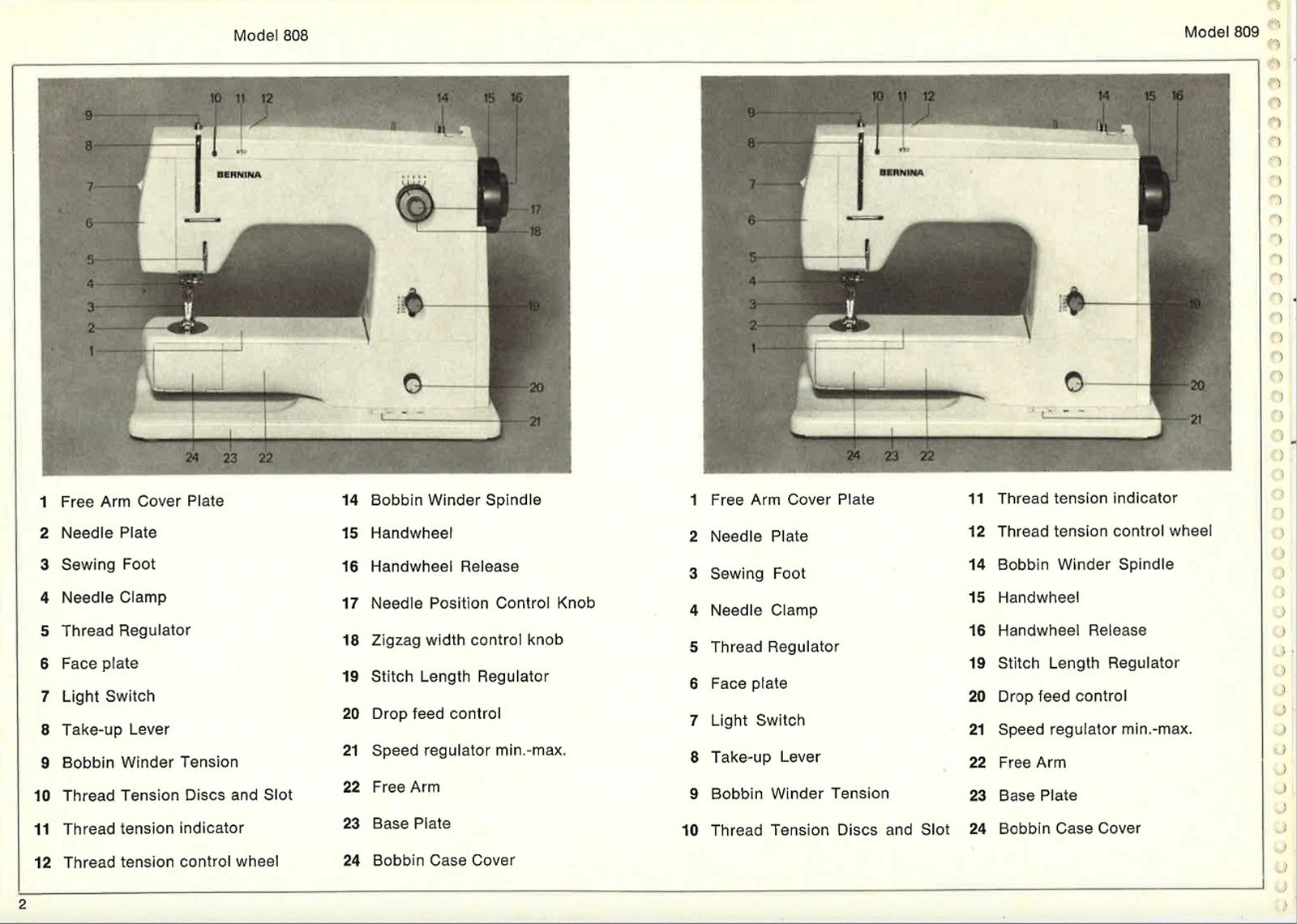 BERNINA 808 809 818 819 Sewing Machine Manual - STEEL WIRE BOUND - TOUGH COVERS