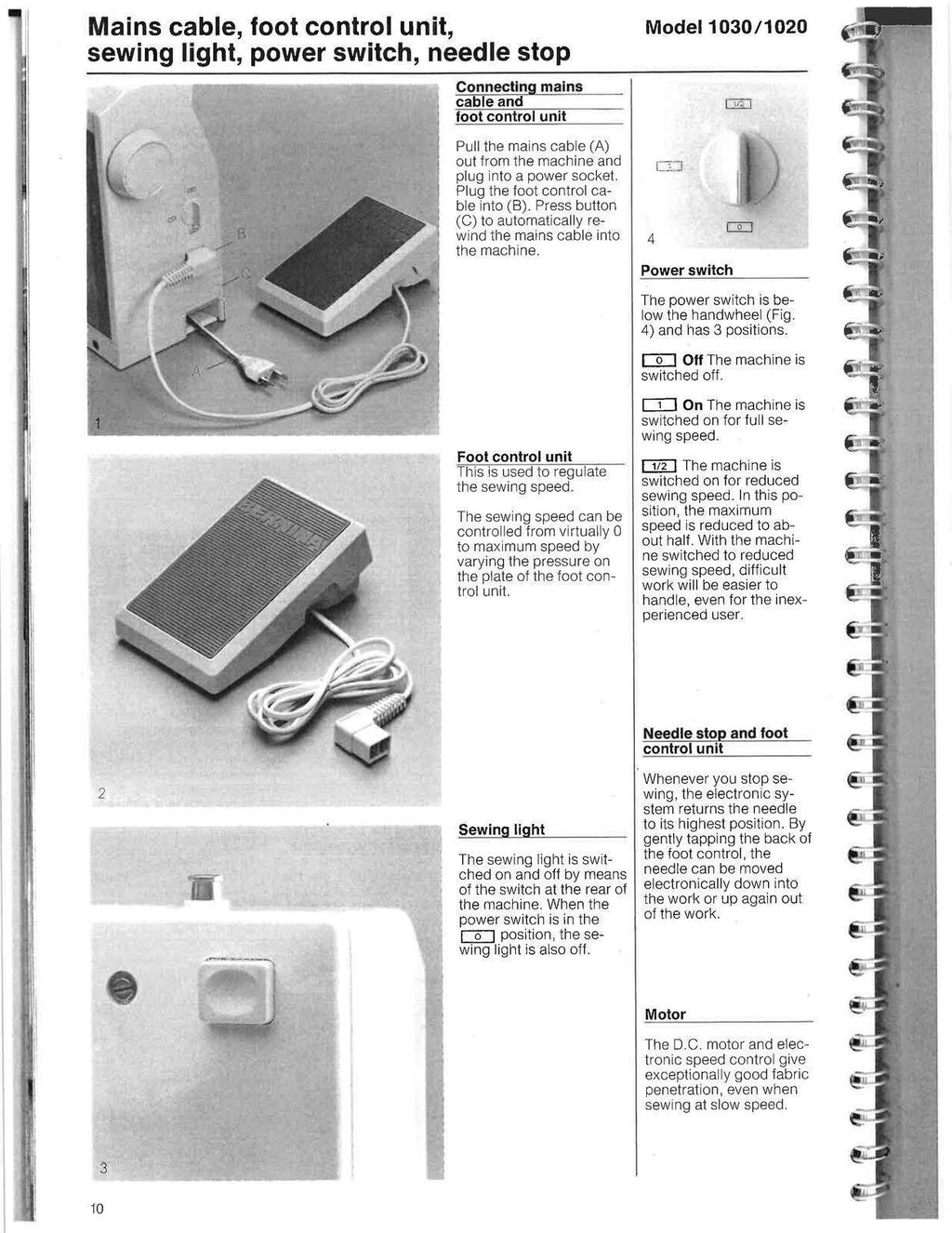 BERNINA 1020-1030 Sewing Machine User Manual Operation Guide