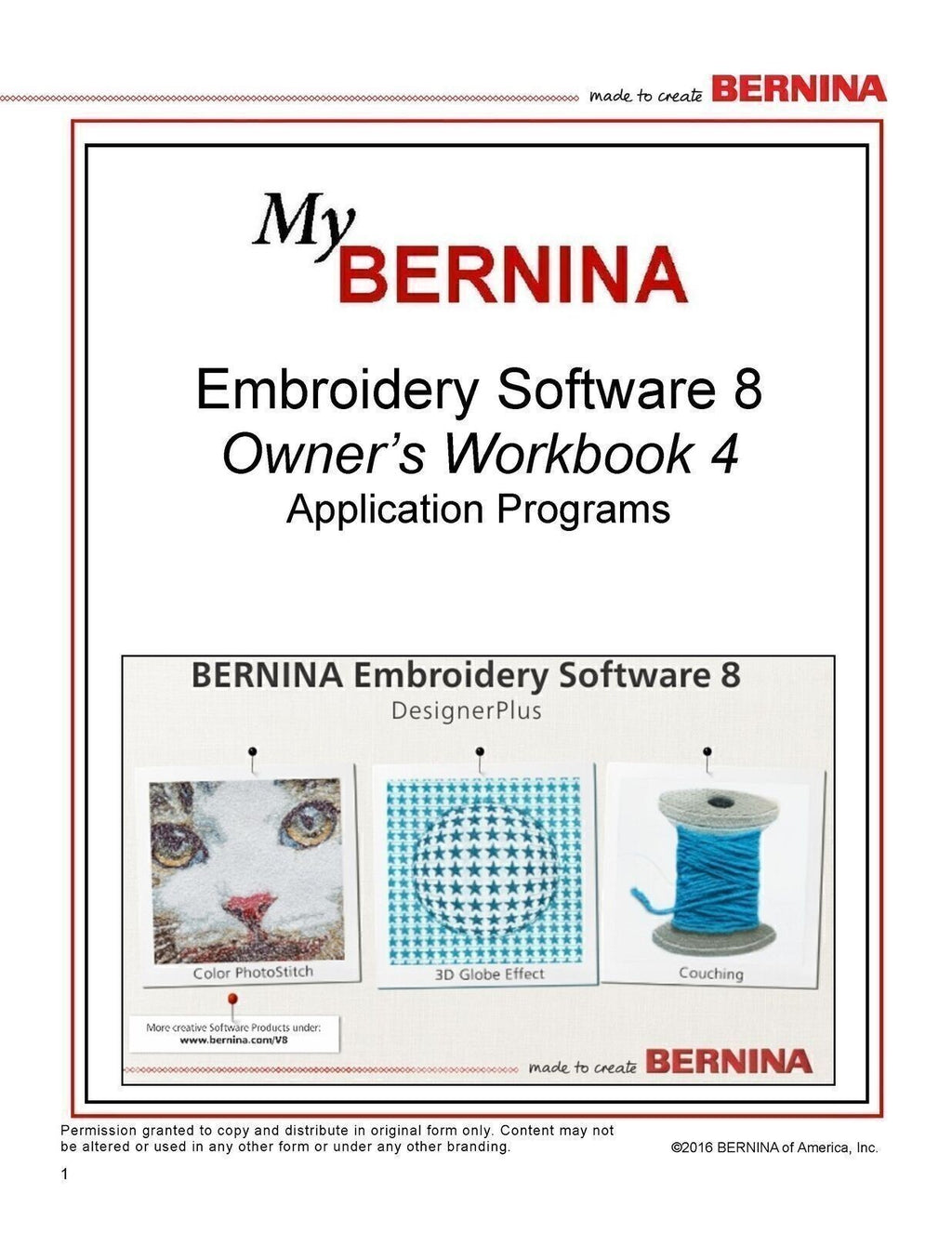 My Bernina Workbooks 1, 2, 3 & 4 for Embroidery Software 8: Wire Bound Bundle!