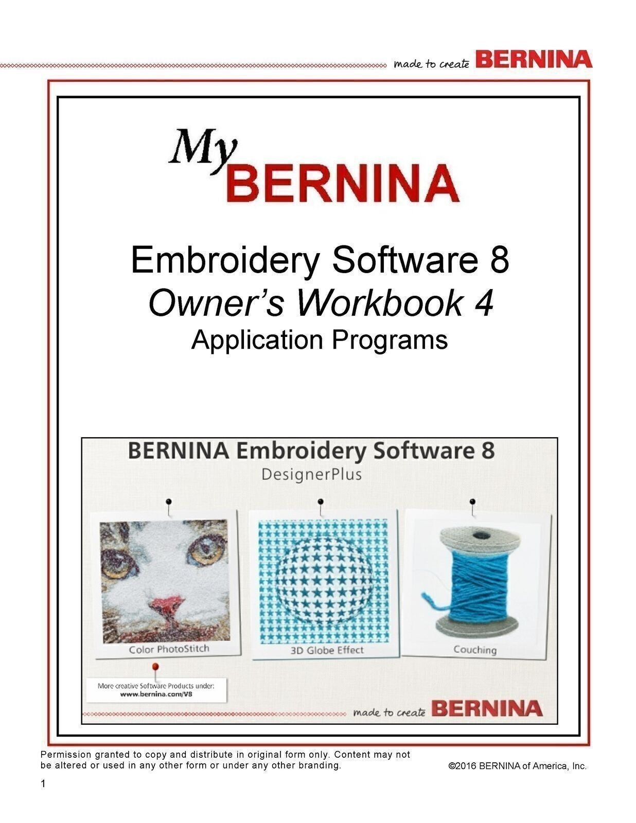 My Bernina Workbooks 1, 2, 3 & 4 for Embroidery Software 8: Wire Bound Bundle!