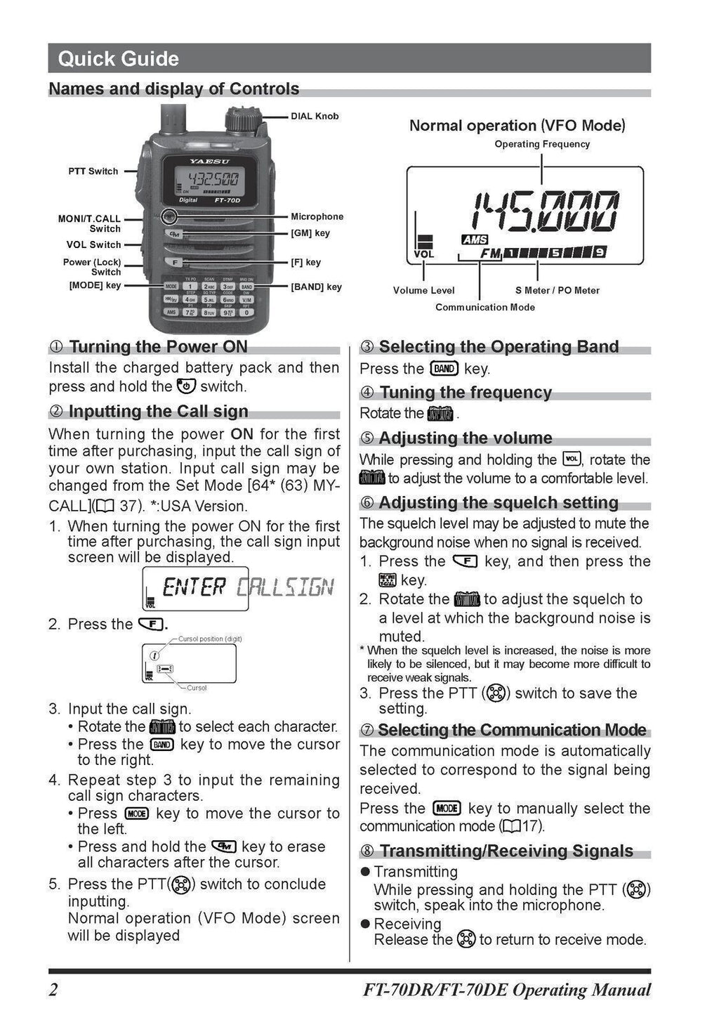 YAESU FT-70DR FT-70DE Transceiver User Operating Manual - TOUGH WIRE BINDING