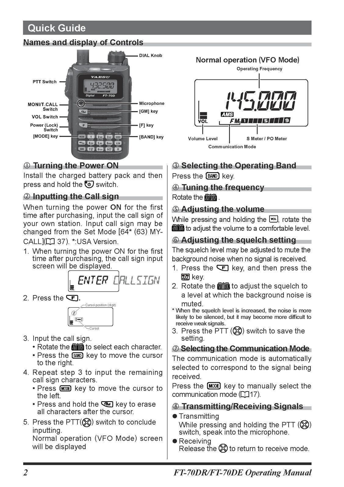 YAESU FT-70DR FT-70DE Transceiver User Operating Manual - TOUGH WIRE BINDING