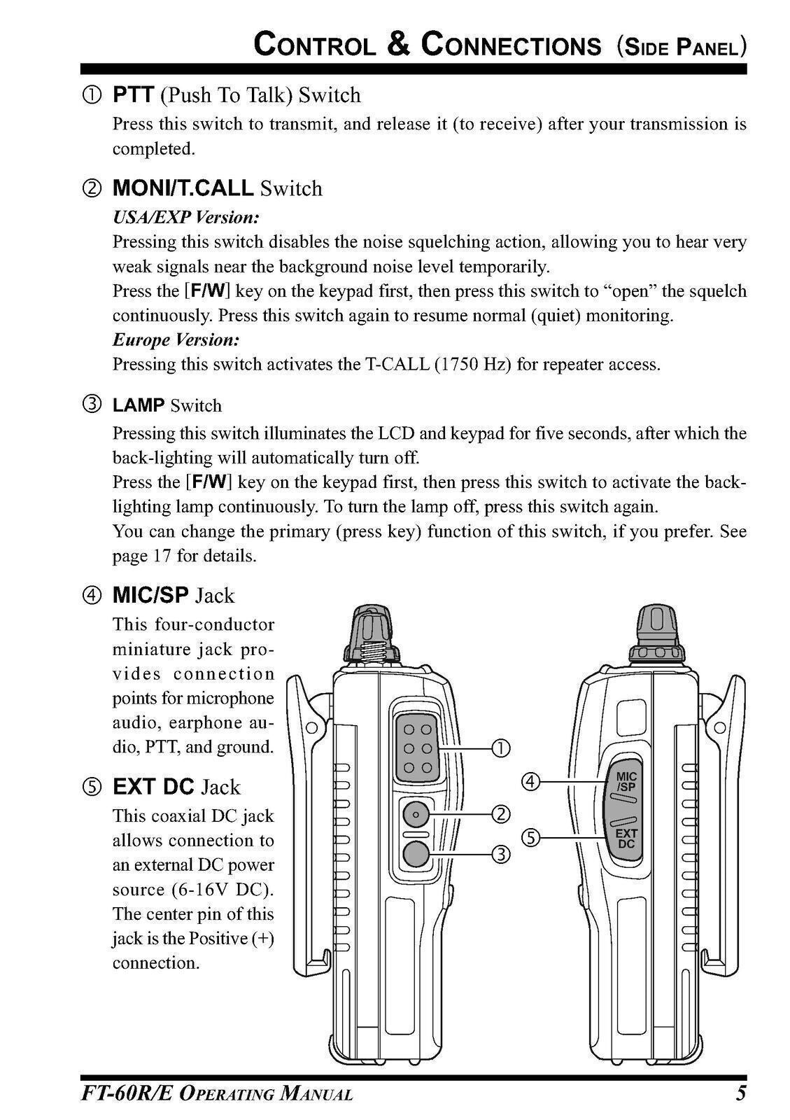 Yaesu FT-60R/E Transceiver Instruction Owner's User Manual Operating Guide
