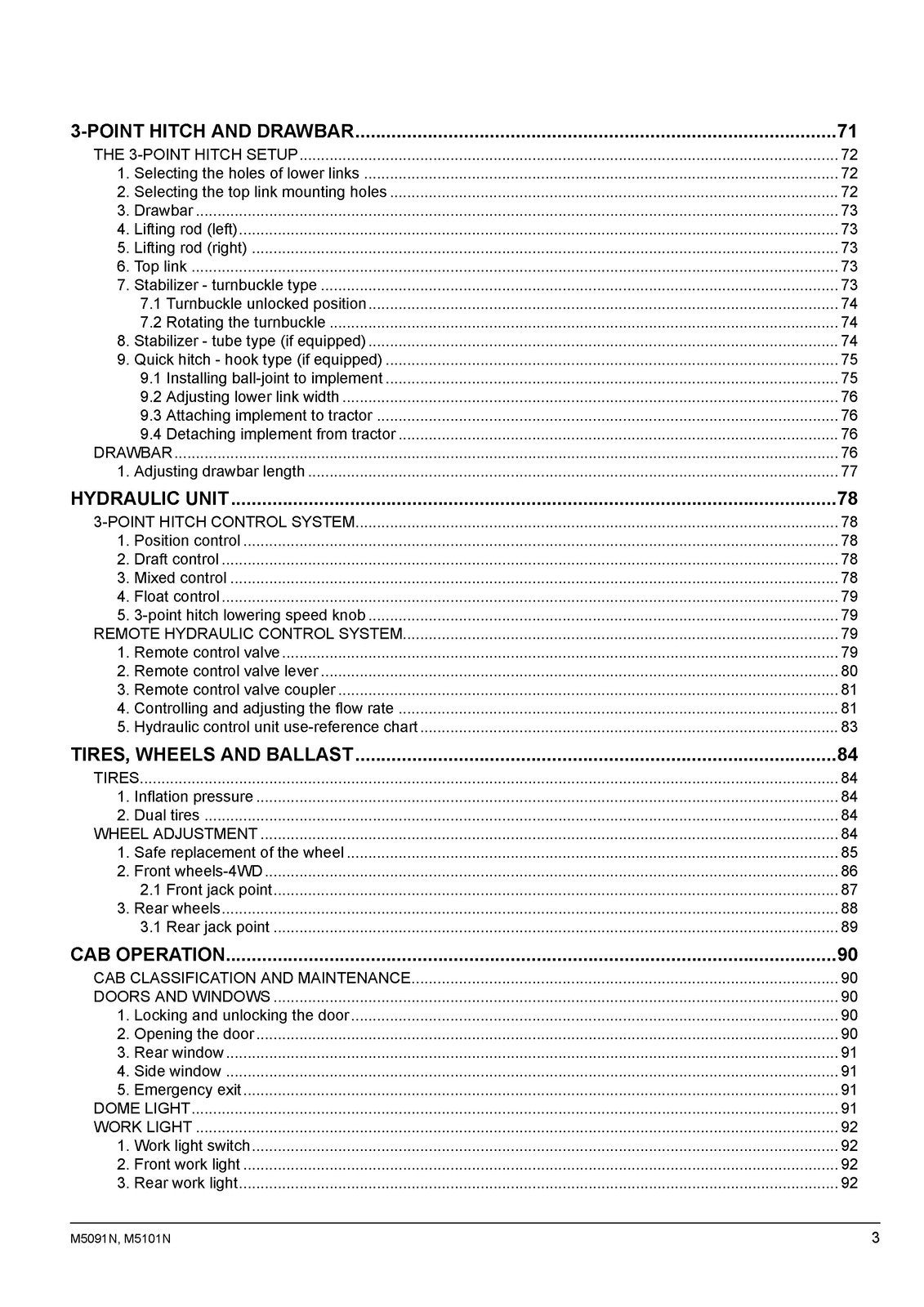 KUBOTA M5091N M5101N TRACTOR OPERATORS MANUAL - WIRE BINDING - TOUGH COVERS