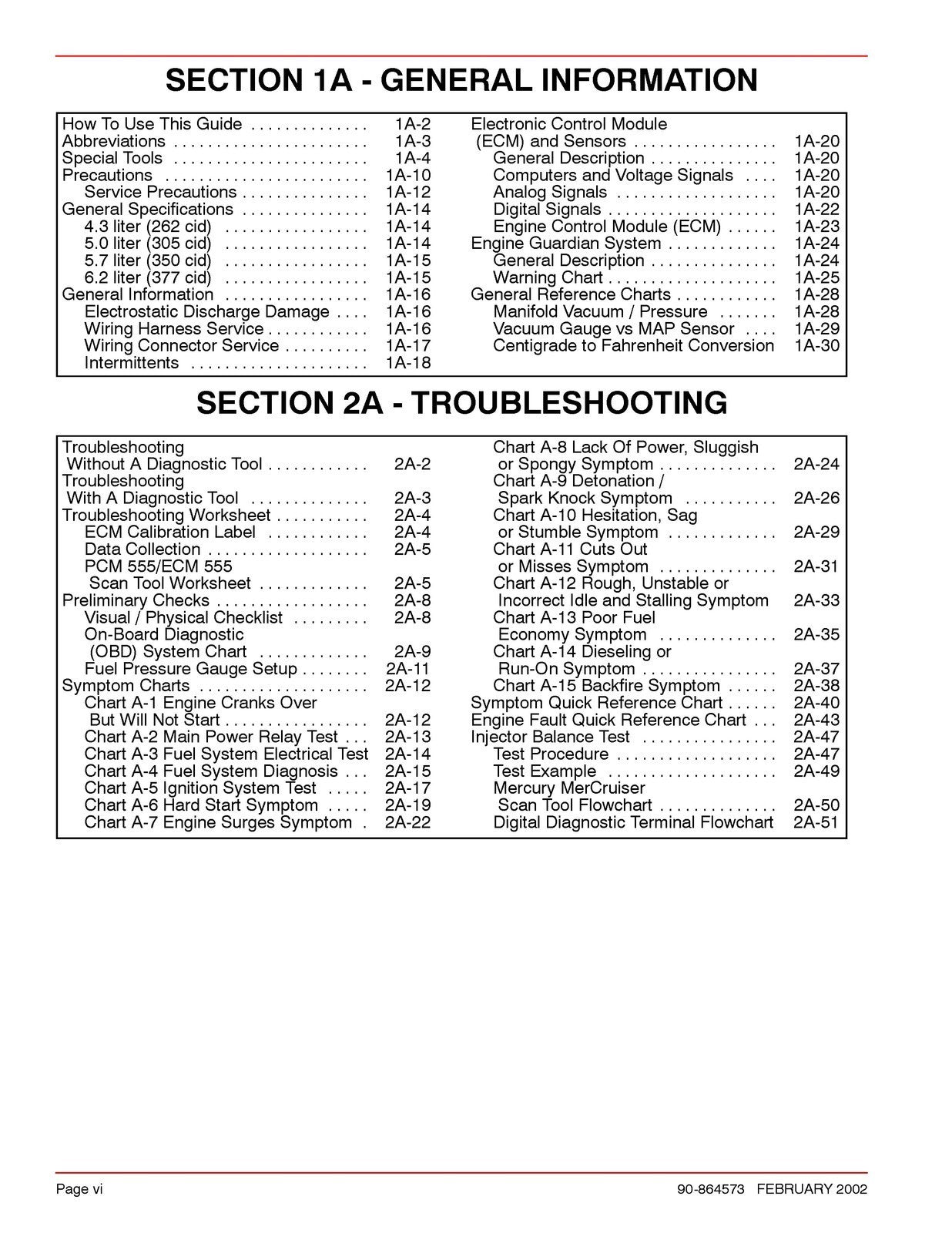 MERCURY MERCRUISER NO. 36 ECM 555 Diagnostics Service Manual, WIRE BOUND, COVERS