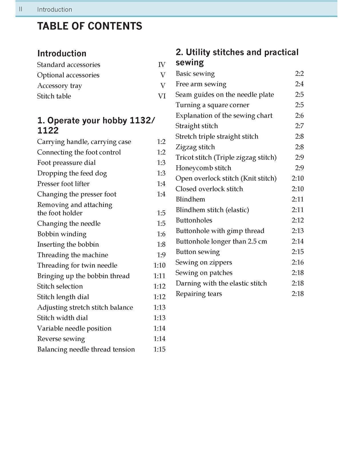 PFAFF Hobby 1122 1132 Sewing Machine User Manual FULL COLOR & ROBUST WIRE BOUND