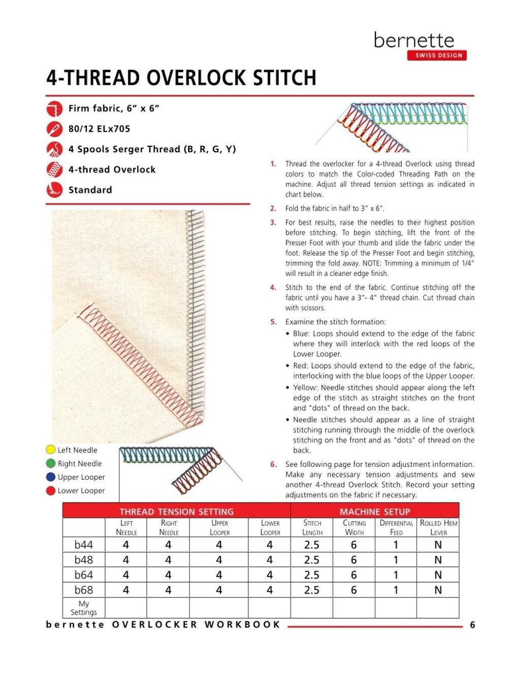 BERNINA Bernette Overlocker Mastery Workbook - WIRE BOUND - PROTECTIVE COVERS