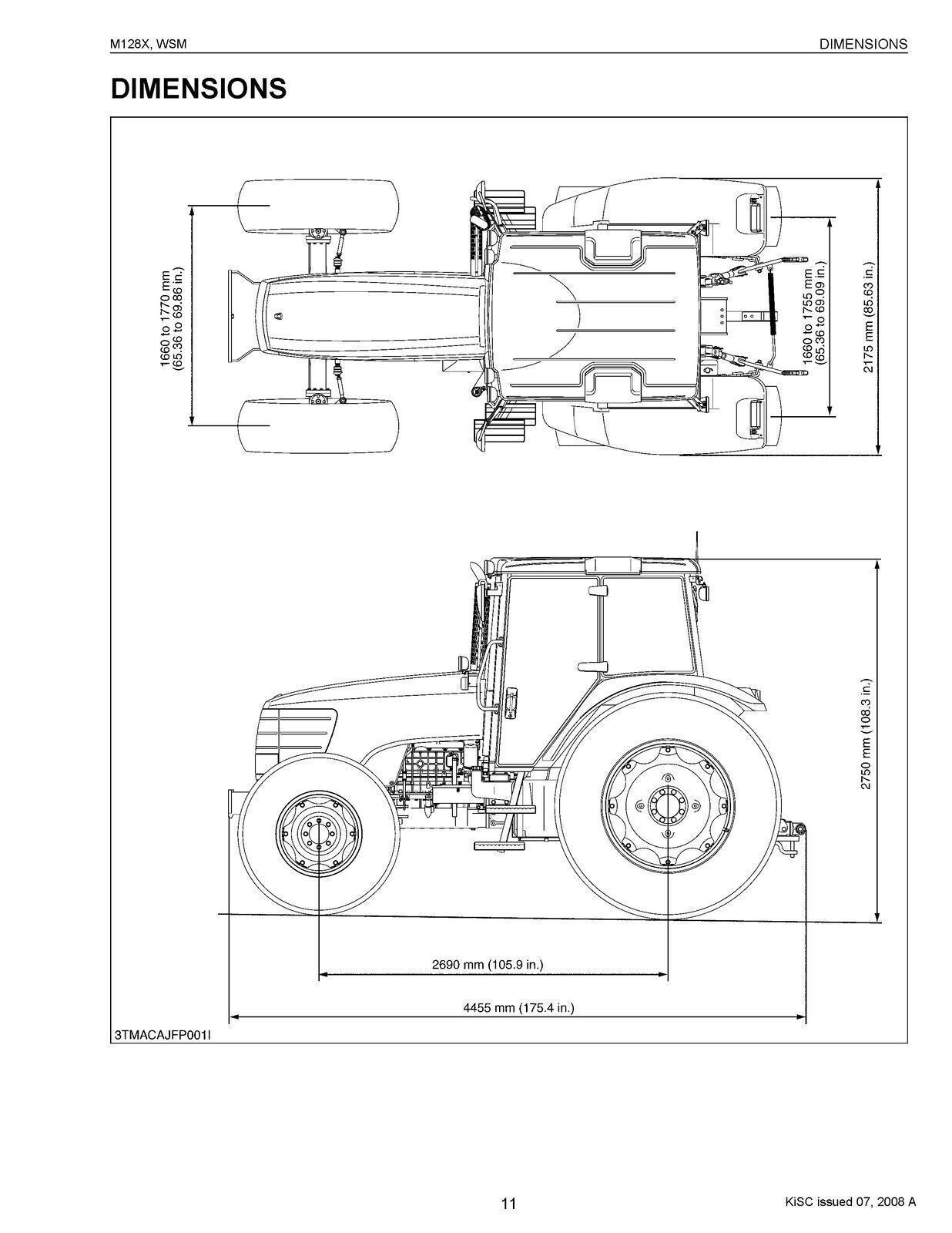 KUBOTA M128X TRACTOR WORKSHOP MANUAL WSM - STEEL WIRE BOUND - PROTECTIVE COVERS