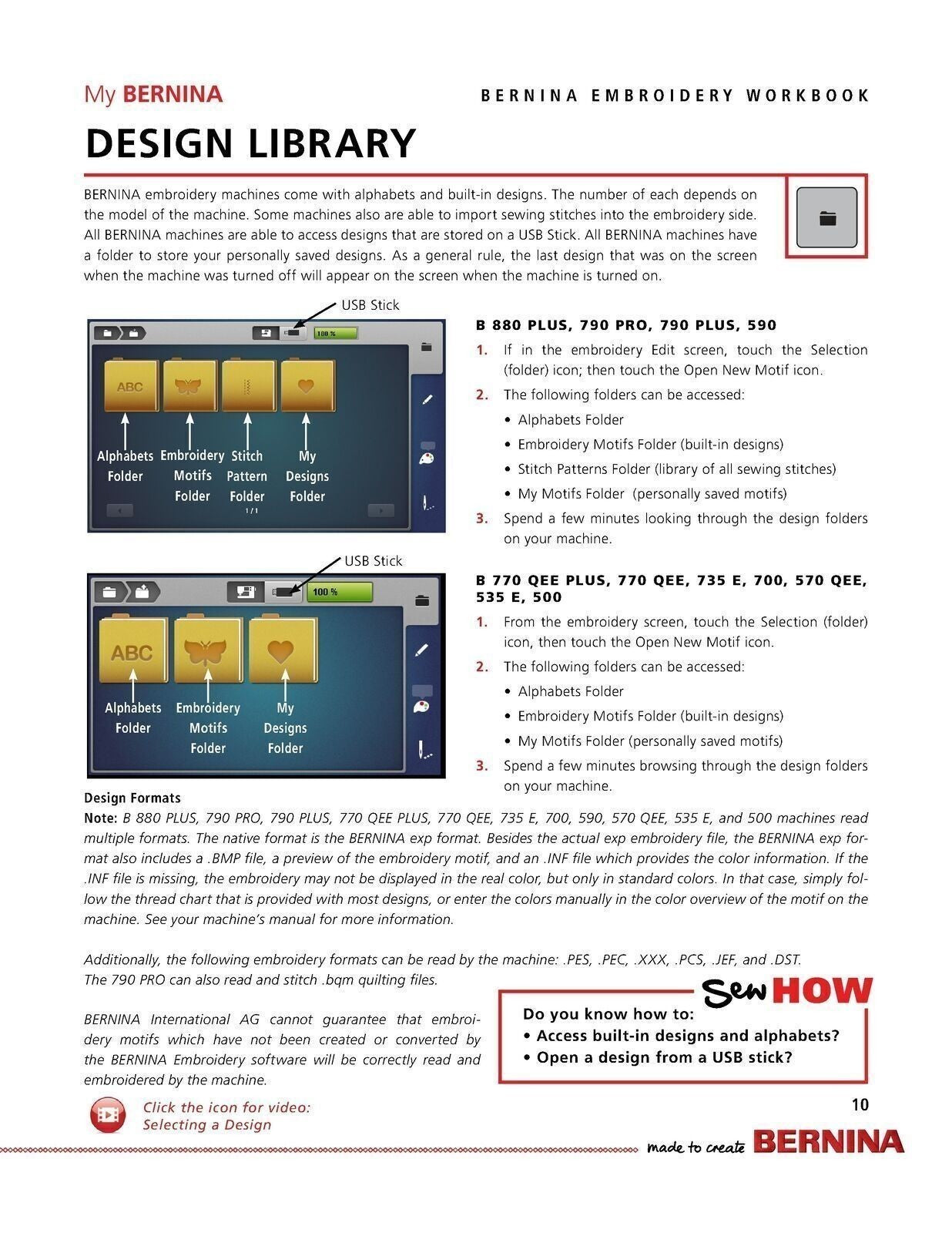 BERNINA Embroidery Workbook  - Full Color Manual,  Steel Wire Bound