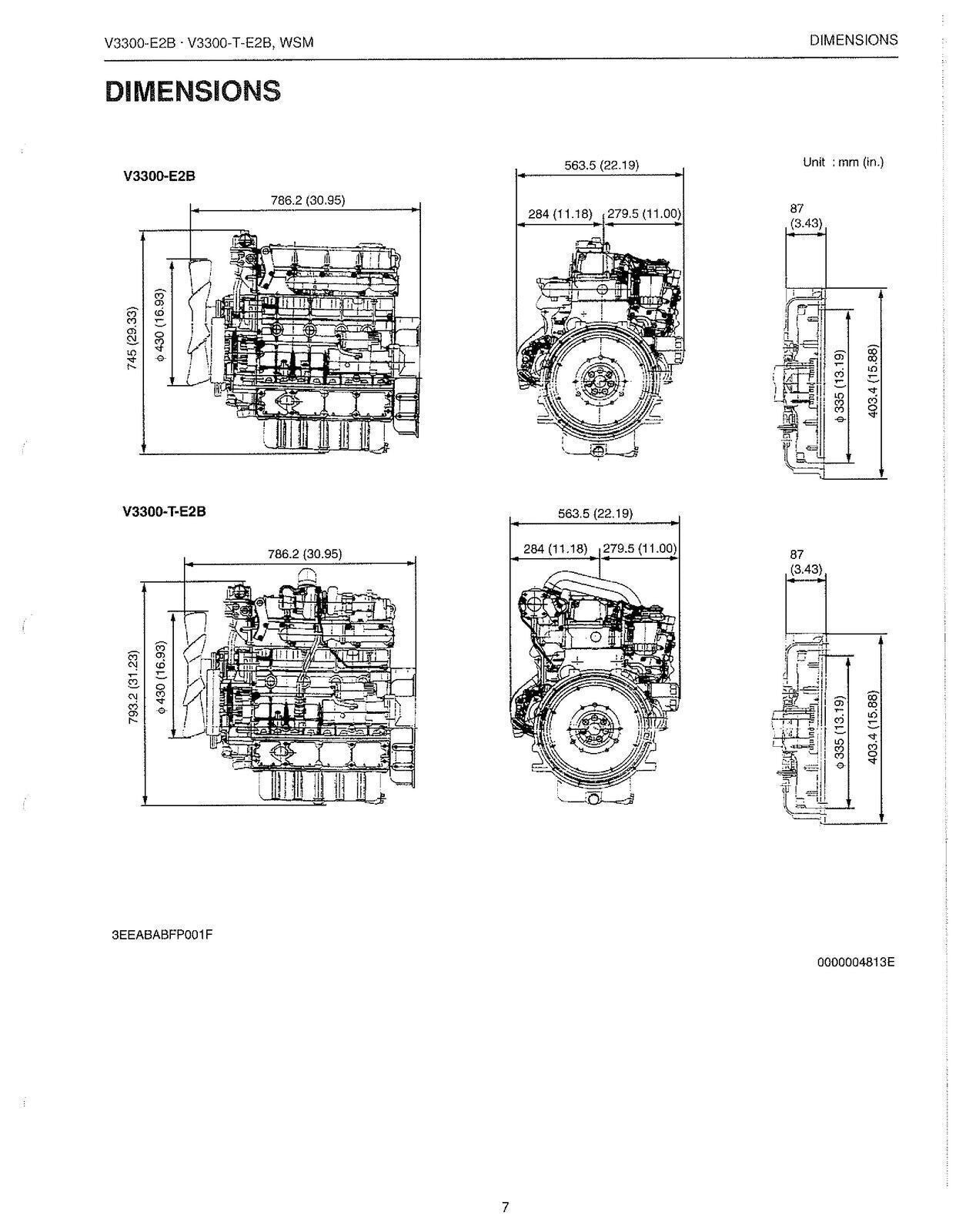 KUBOTA V3300-E2B T-E2B DIESEL ENGINE WORKSHOP MANUAL - STEEL WIRE BOUND - COVERS